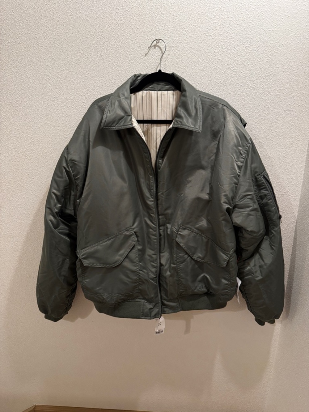 Women’s oversized  Olive Green Flight Bomber Jacket